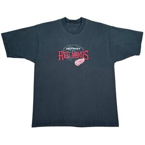 Vintage Detroit Red Wings 90sT Shirt NHL Hockey Black Mens Embroidered Medium